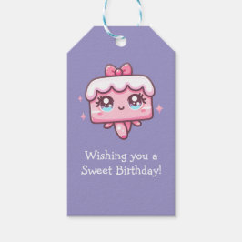 Anpassningsbar Cute Cake Birthday och Balloon Presentetikett