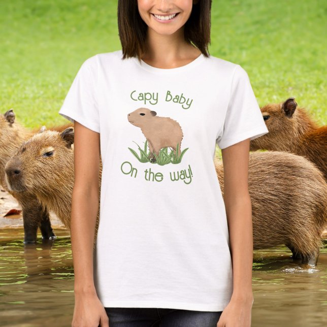 Anpassningsbar Cute Capybara Capy Baby Mamma ska v T Shirt (Skapare uppladdad)