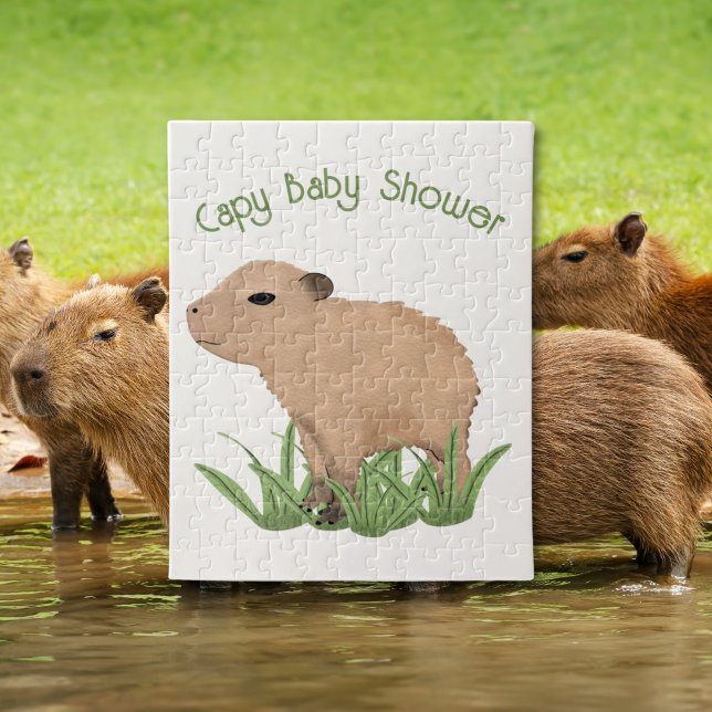 Anpassningsbar Cute Capybara Pun Capy Baby Shower Pussel (Skapare uppladdad)