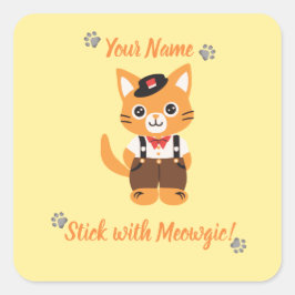 Anpassningsbar Cute Cat Sticker - Håll dig till Me Fyrkantigt Klistermärke