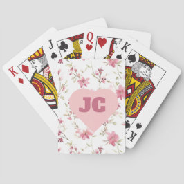 Anpassningsbar Cute Chic Kärlek Monogram Rosa Blom Casinokort
