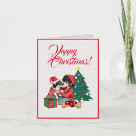 Anpassningsbar Cute Chihuahua Hund med Little Girl Kort