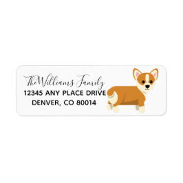 Anpassningsbar Cute Corgi Returadress Etikett