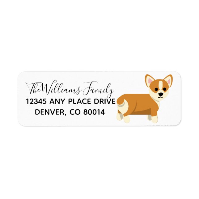 Anpassningsbar Cute Corgi Returadress Etikett (Framsidan)
