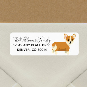 Anpassningsbar Cute Corgi Returadress Etikett