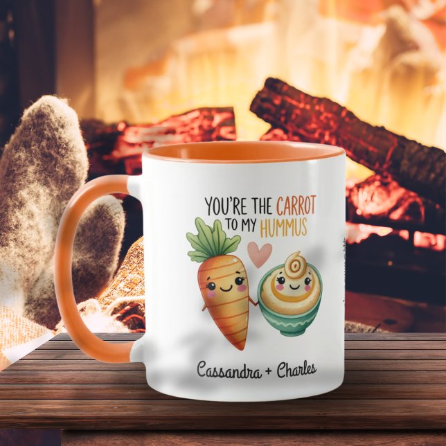 Anpassningsbar Cute Couple "Carrot to My Hummus" Mugg (Custom Cute Couple "Carrot to My Hummus" Mug)
