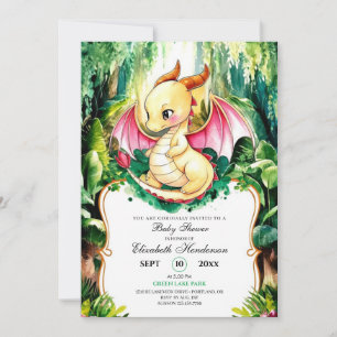 Anpassningsbar Cute Dragon Baby Shower Inbjudningar