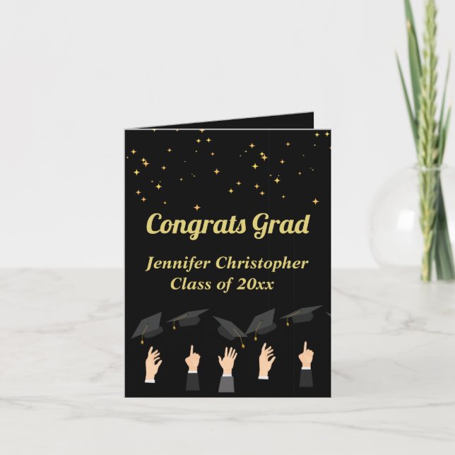 Anpassningsbar Cute Elegant Black och Guld Student Kort (Framsida)