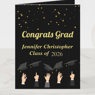 Anpassningsbar Cute Elegant Black och Guld Student Kort
