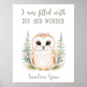 Anpassningsbar Cute Elegant Uggla Woodland Animal Poster