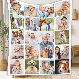Anpassningsbar Cute Family 20 Photos Collage Simpl Fleecefilt