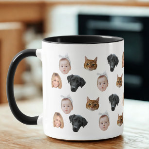 Anpassningsbar Cute Family Ansikte 4-foton Mugg
