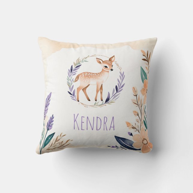 Anpassningsbar Cute Fawn Nursery Pillow Boho Desig Kudde (Baksida)
