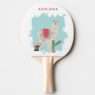 Anpassningsbar Cute Fiesta Llama & Cactus Bord Ten Pingisracket
