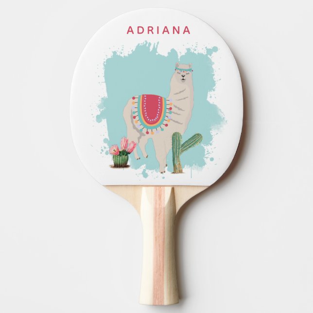 Anpassningsbar Cute Fiesta Llama & Cactus Bord Ten Pingisracket (Framsidan)
