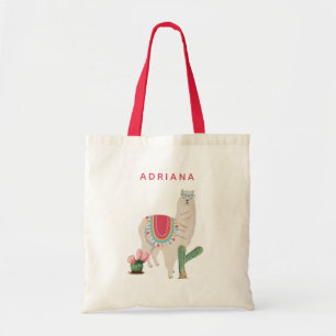 Anpassningsbar Cute Fiesta Llama & Cactus Tygkasse