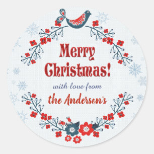 Anpassningsbar Cute Folk Art God jul WAN Runt Klistermärke