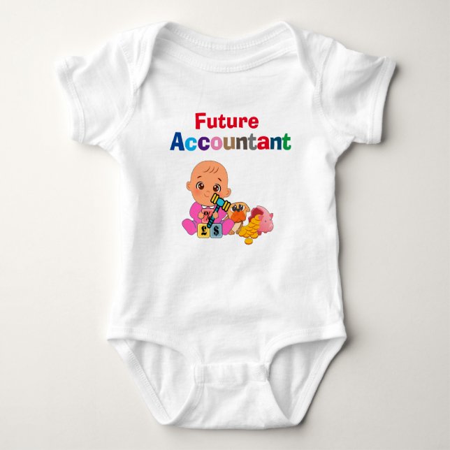 Anpassningsbar Cute Funny Baby Future Accountant T Shirt (Framsida)