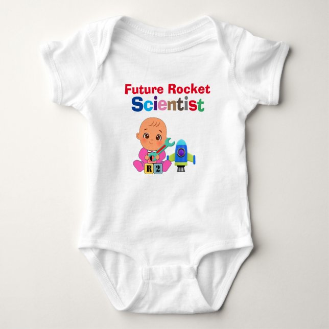 Anpassningsbar Cute Funny Baby Future Rocket Scien T Shirt (Framsida)
