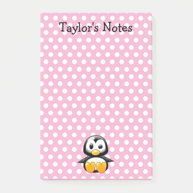 Anpassningsbar Cute Funny Tecknad Penguin Post-it Block (Framsida)