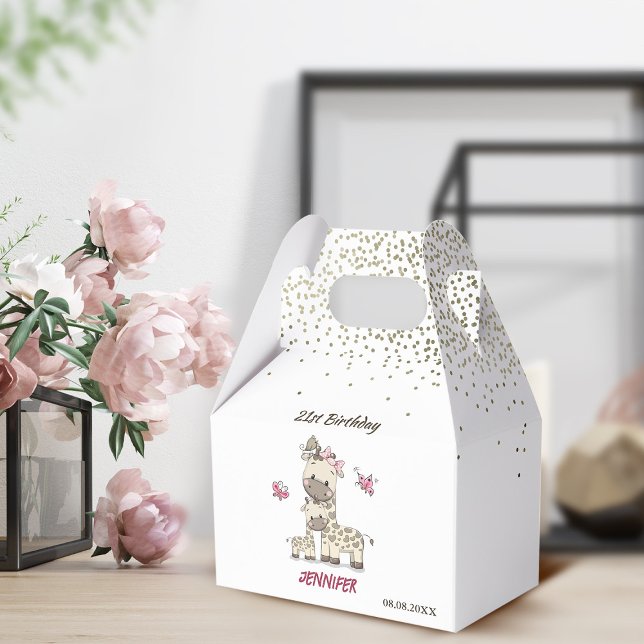 Anpassningsbar Cute Giraffes Birthday Favor Boxes Presentaskar (Skapare uppladdad)