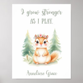 Anpassningsbar Cute Girls Squirrel Woodland Animal Poster