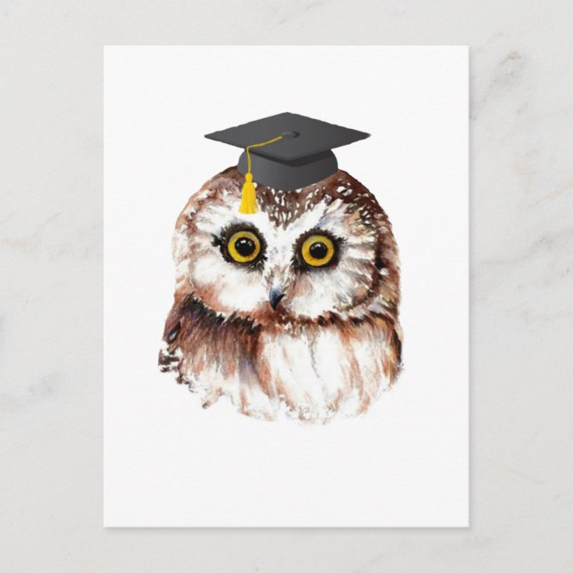 Anpassningsbar Cute Graduating Uggla Meddelande Vykort (Framsida)