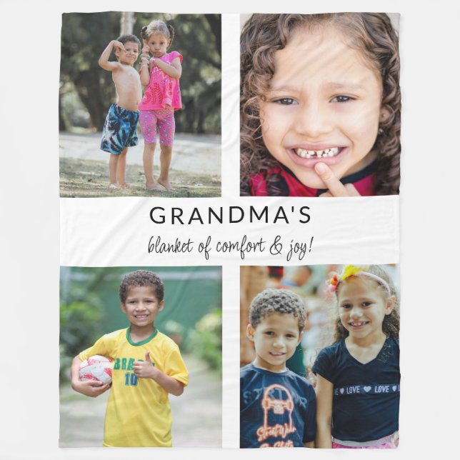 Anpassningsbar Cute Grandma Comfort Joy Photo Coll Fleecefilt (Framsidan)