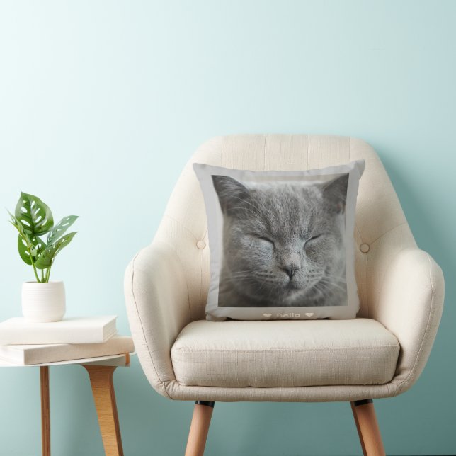 Anpassningsbar Cute Grått Kattunge ansikte Photo D Kudde (Stol)