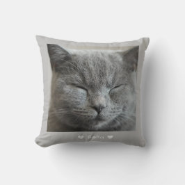 Anpassningsbar Cute Grått Kattunge ansikte Photo D Kudde