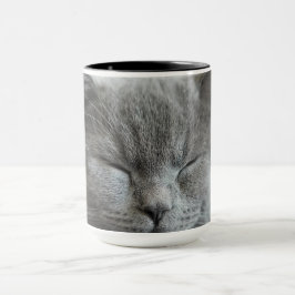 Anpassningsbar Cute Grått Kattunge Ansikte Photo Mugg