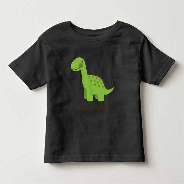 Anpassningsbar Cute Grönt Dinosaur T Shirt (Framsida)