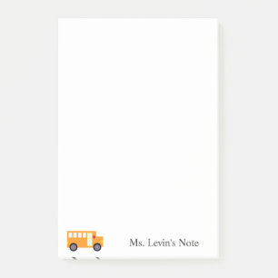 Anpassningsbar Cute Gult School Buss Anteckningsbl Post-it Block