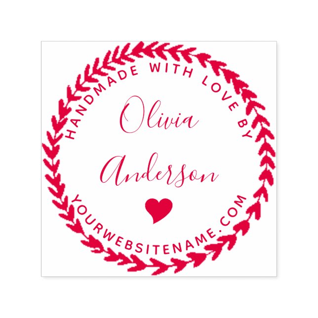 Anpassningsbar Cute Heart-runda som handhas med Kä Självfärgande Stämpel (Design)