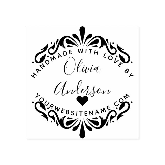 Anpassningsbar Cute Heart-runda som handhas med Kä Stämpel (Tryck)