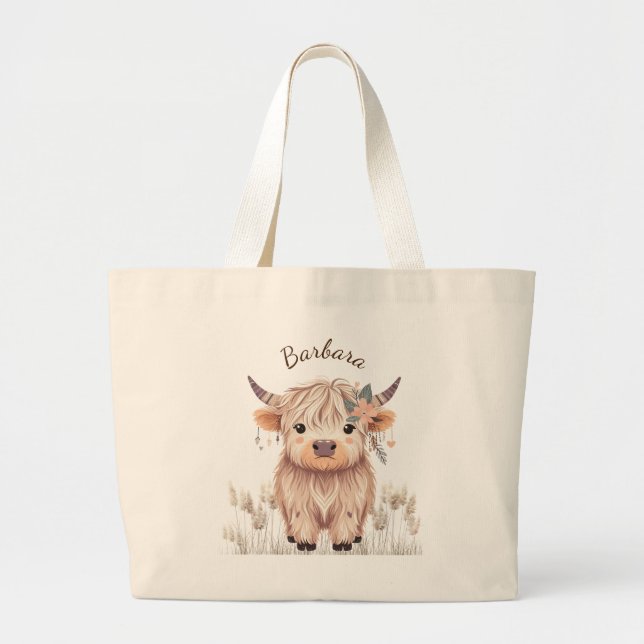 Anpassningsbar Cute Highland Cow Jumbo Tygkasse (Framsidan)