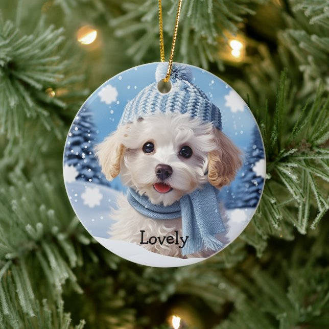 Anpassningsbar Cute Hund 1 Photo jul Ornament (Träd)