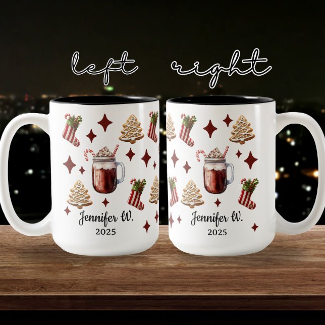 Anpassningsbar Cute jul Mugg för familj och arbeta (Christmas mug, personalized Christmas gift, custom Xmas mug, festive holiday mug, holiday coffee mug)