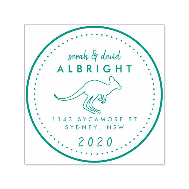 Anpassningsbar Cute Kangaroo Line Teckning Returad Självfärgande Stämpel (Design)