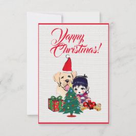 Anpassningsbar Cute Labrador Hund med Julafton-kor Tack Kort