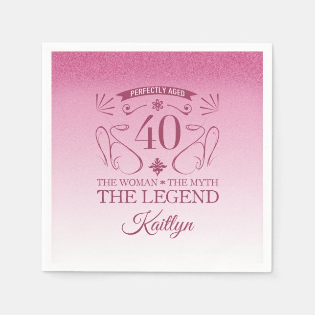 Anpassningsbar Cute Lycklig 40:e födelsedagen Pappersservett (Framsidan)