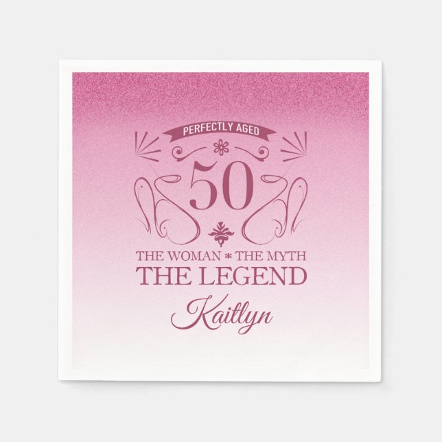 Anpassningsbar Cute Lycklig 50:e födelsedagen Pappersservett (Framsidan)