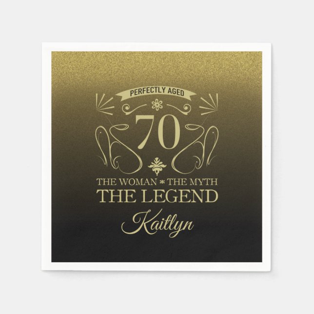 Anpassningsbar Cute Lycklig 70:e födelsedagen Pappersservett (Framsidan)