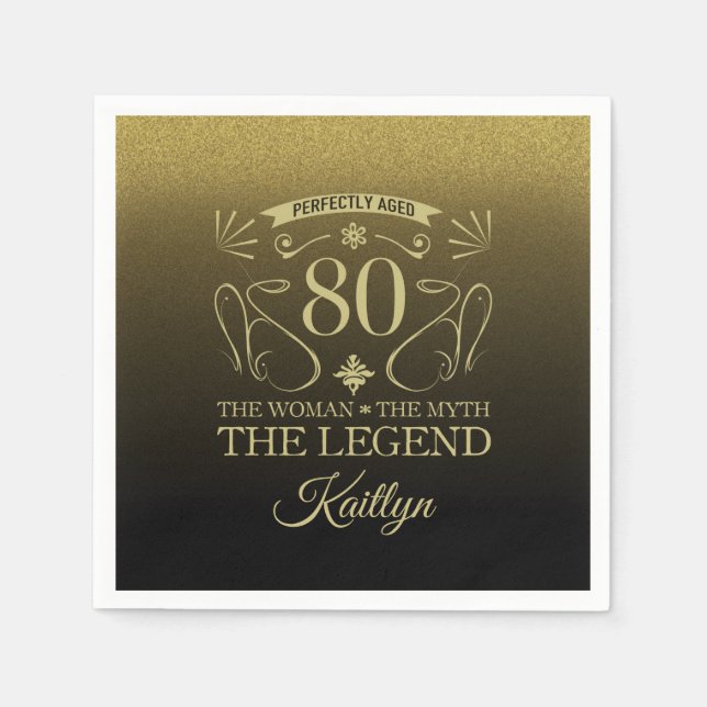 Anpassningsbar Cute Lycklig 80:e födelsedagen Pappersservett (Framsidan)
