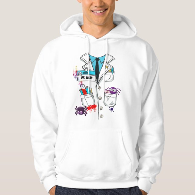 Anpassningsbar Cute Mad Scientist Halloween Lab Co Hoodie (Framsida)