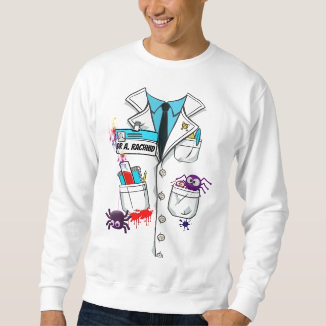 Anpassningsbar Cute Mad Scientist Halloween Lab Co Lång Ärmad Tröja (Framsida)
