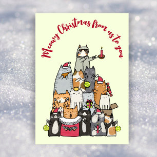 Anpassningsbar Cute Meowy jul Tecknad Cats non-Pho Julkort