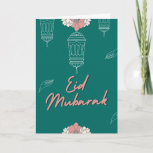 Anpassningsbar Cute Modern Eid Mubarak Card för fl Helgkort