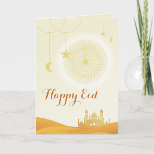 Anpassningsbar Cute Modern Muslim Lycklig Eid Card Helgkort