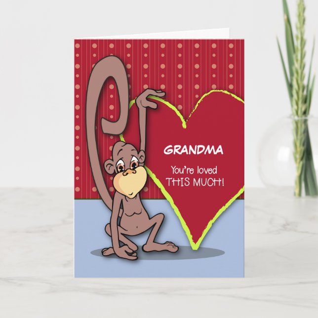 Anpassningsbar, Cute Monkey på Alla hjärtans dag Helgkort (Framsida)
